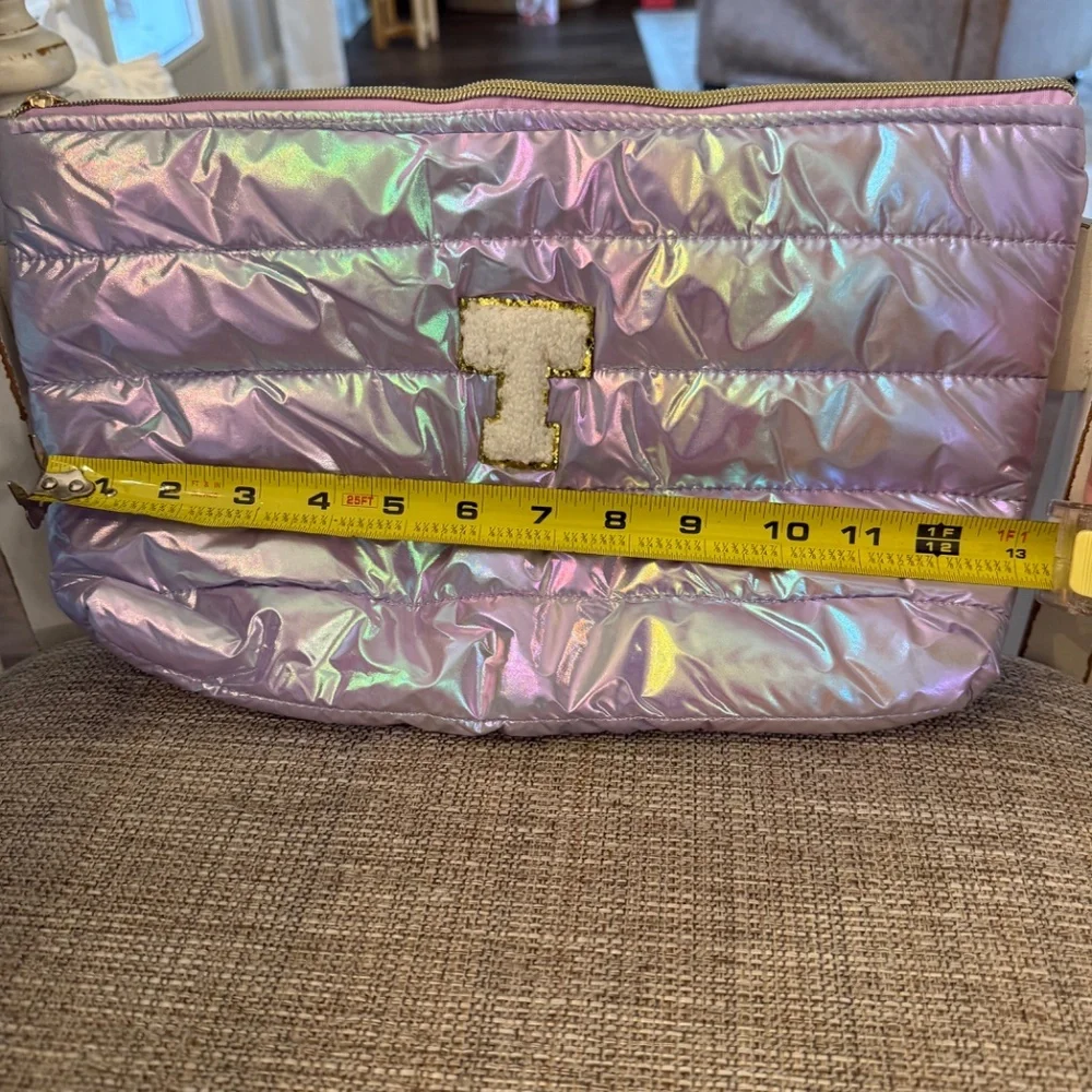 Iridescent Quilted “T” Makeup Organizer Pouch